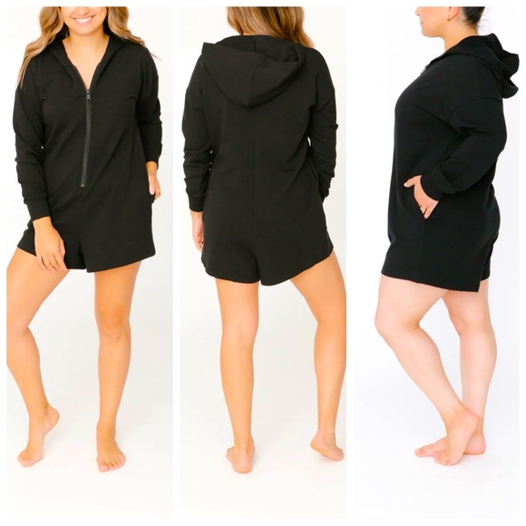 Smash + Tess Pants - Large | Smash+Tess: The Malibu Shorty Romper | Midnight Black